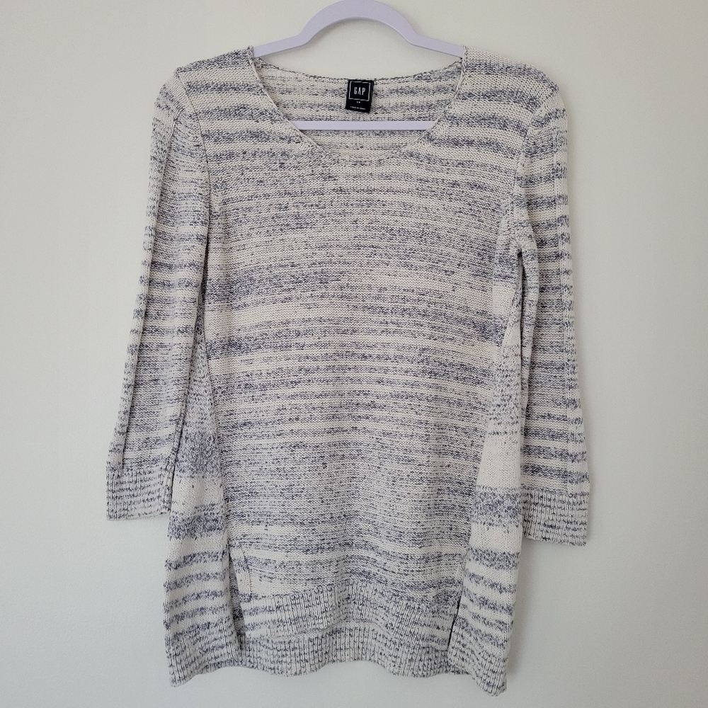 GAP Boho‎ Sprited 3/4 Sleeve Ivory Gray Cozy Comfy Cotton Knit XS